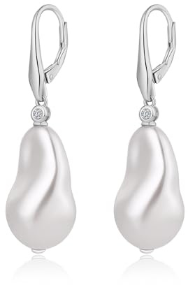 ZDaoBen Perlenohrringe Barock 925 Sterling Silber Perlen Ohrringe Hängend mit Leverback Perle Schmuck Geschenke für Damen