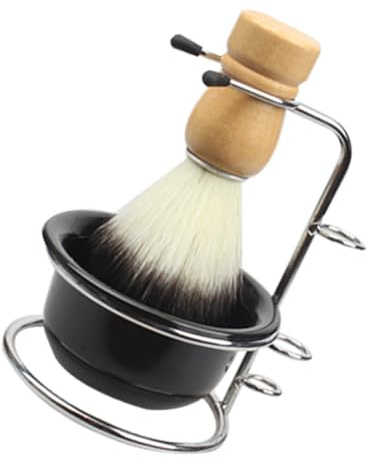 GALPADA Pinceau de Rasage Douce 3 Pièces Bol à Raser en Inox 201 et Support Robuste Ensemble Accessoire de Rasage Multi-Usage pour Mousse Dense pour Traditionnel Homme
