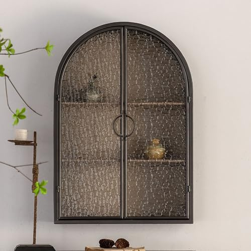 CTSSWMWY Vitrinenschrank mit Glastüren, Gewölbter Wandschrank, Bogen Vitrine, Bogen Glasvitrine, mit 2 Glasstür, für Schlafzimmer Wohnzimmer Büro