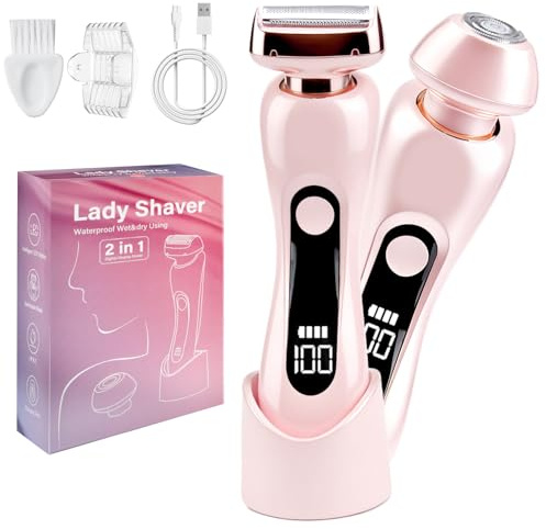 2-in-1 Lady Shavers for Women, Wet and Dry Electric Razor for Women | Trimmer for Women, Women's Electric Shavers With LCD Display, Smooth No-Nick Shaving