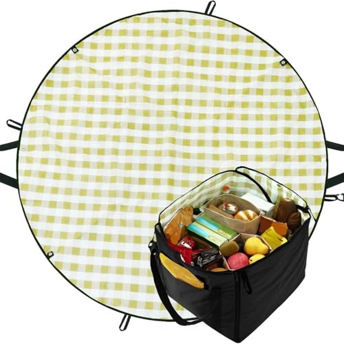 Coperta da picnic trasformabile – tappetino per attività di gruppo da 124,9 cm, coperta da esterno convertibile, impermeabile, morbido e resistente alla sabbia, si ripiega in un