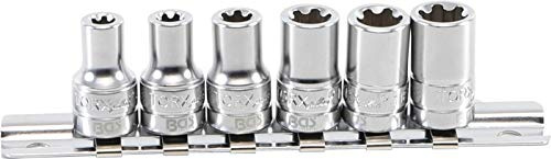 BGS 9588 | Steckschlüssel-Einsatz-Satz T-Profil Plus (für Torx Plus) | Antrieb Innenvierkant 6,3 mm (1/4) | SW 6EP - 12EP | 6-tlg. | Chrom-Vanadium-Stahl | auf Metallschiene