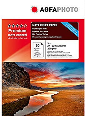 AgfaPhoto AP22020A4MDUO Tintenstrahl-Papier A4 20 Blatt 220Gr doppelseitig Matt
