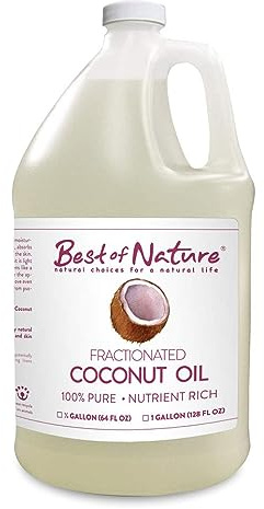Best of Nature 100% Pure Fractionated Coconut Oil - Natural Massage Oil, Unscented Moisturizer for Men and Women, for Skincare and Hair Care, Carrier for Essential Oils, Half Gallon (64 fl oz)