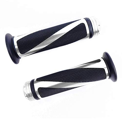 SFONIA 2pcs Motorrad Hand Griffe Lenkergriffe 22MM 7/8 Anti-Rutsch-Gummi Gasgriff Motorrad Universal für Motorrad-Roller Quad Cruiser Offroad (Silber)