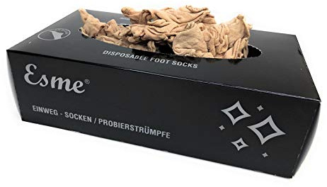 100 Pack Disposable try on foot socks 20 denier, fits for Women and Men, One size fits all (BEIGE, 1)