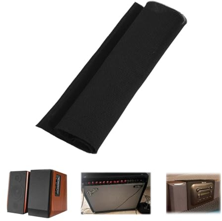 Queen.Y Panno per Griglia per Altoparlanti Tessuto a Rete Stereo 1. 4 M X 0. 5 M Tessuto Copertura Antipolvere in Tessuto Protettivo per Altoparlanti Stereo (Nero)
