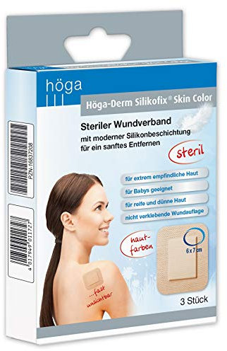 Höga-Derm Silikofix® Skin Color 6cm x 7cm, 3 Stück. Steriler Wundverband mit moderner Silikonbeschichtung für ein sanftes Entfernen. 21 g