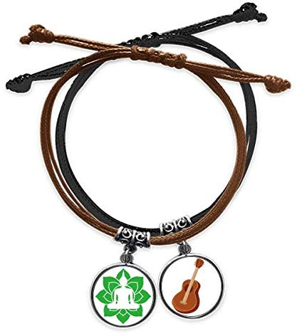 offbb Lotus se propaga Espíritu Infinito Pulsera Cuerda Mano Cadena Cuero Guitarra Pulsera