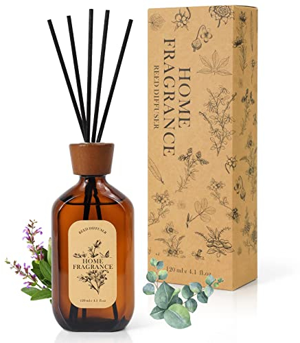 Scent-Hi Reed Diffuser Eucalyptus Sage Fragrance - 120ml, Room Fragrance Diffuser For Home, Bedroom, Living Room, Office