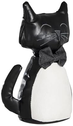 Virsus Fermaporta GATTO da pavimento 7153, accessorio decorativo, fermaporte in poliestere peso 1,2 kg con imbottitura pesante, per porte e finestre (Nero in Pelle)