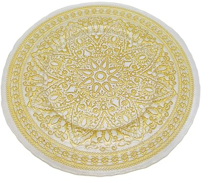 WedDecor 1 assiette de chargement en verre avec motif mandala doré de 33 cm pour mariage, banquet, fête et décoration de table - 33 cm - Vaisselle élégante pour décoration d'événement