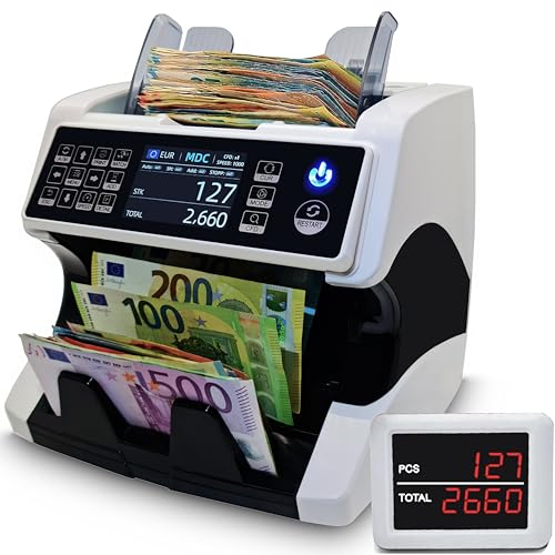 BEITZ BS-920A | Geldzählmaschine | Banknotenzähler mit Kundendisplay | EZB-getestet | 2CIS Technologie | 9-fache Falschgelderkennung | Offline & Anonym | Professioneller Wertzähler mit Kundenanzeige