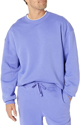 Amazon Essentials Herren Sweatshirt mit Rundhalsausschnitt und übergroßer Passform (erhältlich in Big & Tall), Lila Blau, XL