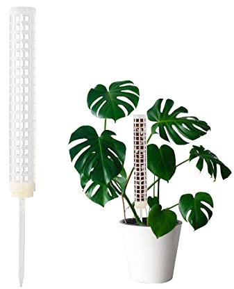 KEEMEN 8 postes de plástico para plantas Monstera apilables para plantas en maceta, estacas de plantas de interior, soportes para plantas trepadoras de interiores y exteriores (blanco)