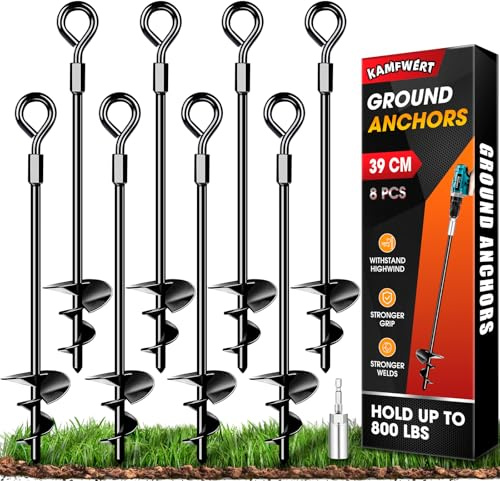 Kamfwert Trampoline Ground Anchor, Anchor Kit for Metal Trampoline, Tents, Swings, Awnings…