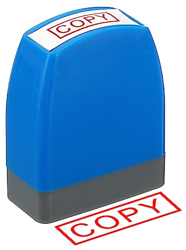 PATIKIL Copy Stamp Self Inking, Red Ink Office Stamps Pre Inked Message Stamp Refillable Business Stamp Style 1, Blue