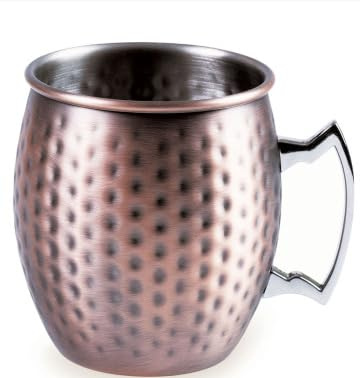 LACOR - 62185 - Taza Moscow Mule, Taza para Cóctel, Cóctel Moscow Mule, Mango egonómico, Diseño Vintage, Revestimiento Cobre Mate, Acero inoxidable 18/10, 480 ml