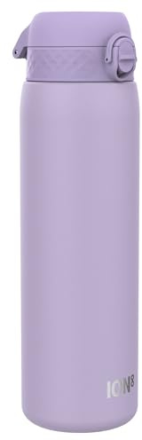 ion8 Botella Agua Inox Ligero de 1 Litro, Sin Aislamiento, a Prueba de Fugas, Fácil de Abrir, Cerradura Segura, Aptas para Lavavajillas, Resistente a Rayones, Púrpura Claro