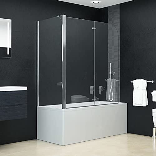 Gecheer Faltbare Duschkabine Breite verstellbar ESG,Duschkabine Duschabtrennung Duschglas Sicherheitsglas 120 x 68 x 130 cm für Badewanneduschkabine Duschtür tür eckdusche ohne wanne duschkabinen