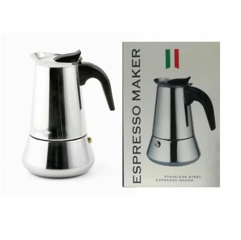 OISE ART STORE Trade Shop - Espresso Maker Caffettiera Moka Macchinetta caffè 2 Tazze Acciaio Inox