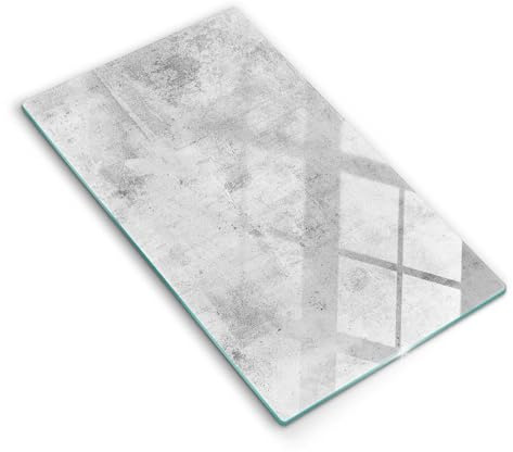 Wallfluent Sechseckig Hartglas Schneidebrett Robuste 30x52 cm Für küche mit Motiv Anti-Rutsch-Pads Gehärtetem Glas - Betonstruktur