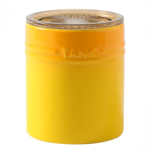 Dowbom Zuccheriera in ceramica con coperchio, zuccheriera solida, barattolo per spezie in porcellana, decorazione da cucina (giallo, 400 ml)
