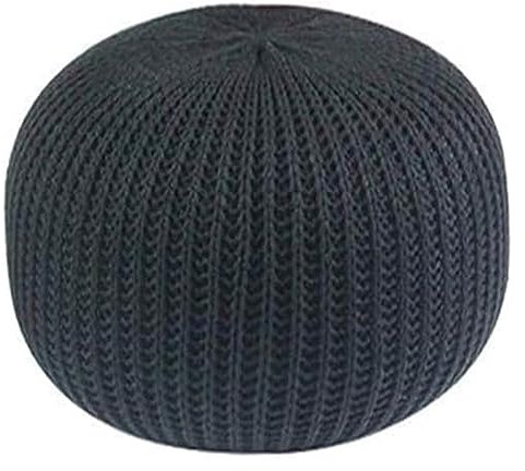 Generico Pouf ottomano ottomano Pouf ottomano Rotondo, Sgabello in Corda di Cotone Intrecciata, Pouf Lavorato a Maglia, Sedia da Terra Fatta a Mano per Soggiorno, Letto e Camera da Letto (A 50x50x30c