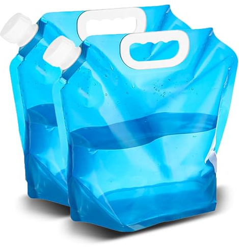 LUCYLANKER 2PCS Faltbarer und Tragbarer Trinkwasserbehälter, Wasserflasche, Tragbarer Wasserbeutel, Faltbarer Wasserbehälter, Geeignet für Wandern, Camping, Picknick, Grillen (2 Blau)