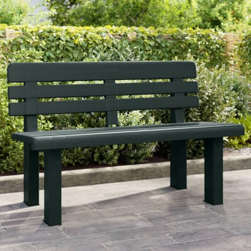 Gecheer Gartenbank,Sitzbank für Garten Terrasse,Terassenbank Outdoor Bank Gartenmöbel,Außenbank Parkbank Terrassenbank mit Rückenlehne,110 x 52 x 71 cm (L x B x H) Polypropylen Grün