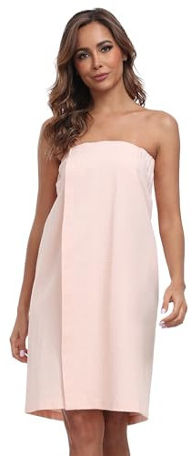 Trek Forte Waffelpique Saunakilt Damen Bademantel Saunatuch mit Gummizug und Klettverschluss 100% Baumwolle Saunasarong