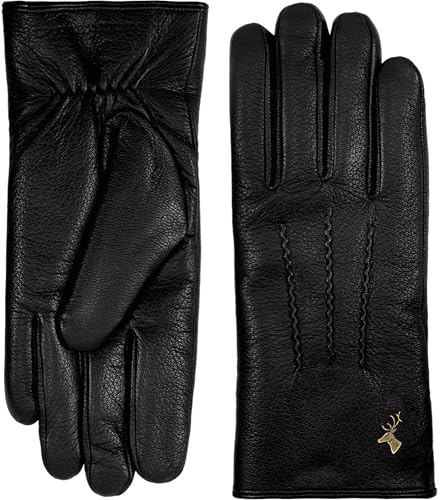 Schwartz & von Halen Handschuhe Herren - Hunter (schwarz) - Leder - 100% Ziegenleder - Luxuriöses Lammfellfutter - Schwarz
