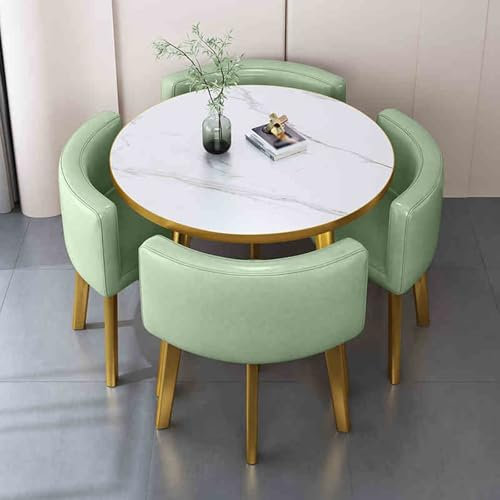JHDXL Rezeption Tisch und Stuhl Kombination für 4 Personen, Business Besprechungstisch, Verhandlungstisch Geeignet für Lounge, Wohnzimmer, Konferenzraum(Light Green)