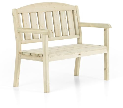 AMATA UNGURS Doppelbank Klassisches Design - Wetterfeste Holzbank für Draußen, Terrasse, Hinterhof und Garten Feuerstellen - Ergonomischer und Langlebiger Stuhl, Zeitloses Design (Holz)