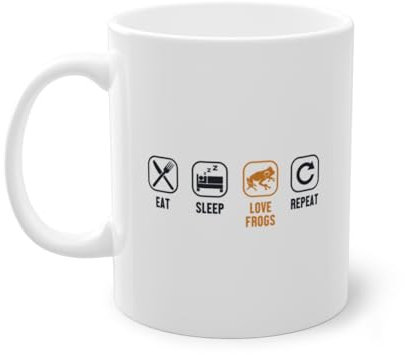 Eat Sleep Love Frogs Repeat Kaulquappe Froschzüchter Kaffeetasse | Laubfrosch Kröte Frosch Tasse Weiß (02872B)