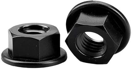 Sechskant-Vollmutter, Sechskant-Vollmutter, Flanschmutter, 50 Stück M3 M4 M5 M6 M8 M10 M12 Nylon-Flanschmuttern Sechskant-Flanschmutter for Wärme-/Stromisolierung(Black,M4)