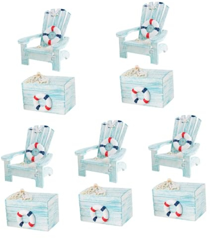 Zerodeko 5sets Mediterranean Style Decor Mini Wooden Box Dolly Chair Doll House Ornament Decor