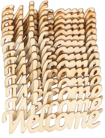 IMIKEYA 60stücke Unbemalter Holzanhänger Mit Kreativen Englischen Wortformen Kleine Holzhandwerke Als Diy-projektrahmen Glatte Naturholzscheiben Für Malerei Und Heimdekor