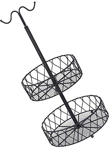 TOPPERFUN Cesta De Frutas De 2 Capas Cesta De Varios Niveles para Colgar En La Pared Cestas para Frutas Y Verduras Bandeja para Frutas Frutero De Niveles Cesta De Frutas para