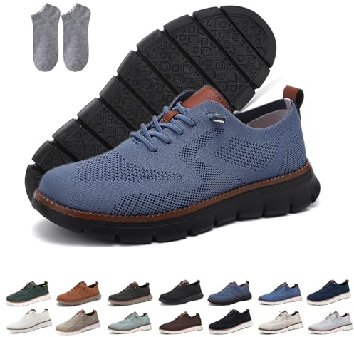 Breeze Zapatos Hombre, 2025 New Urban-Ultracómodo Ortopédicas zapatillas, Informales Vestir Ligeras Transpirables Malla Sin Cordones Punto Caminar Wearbreeze Zapatos con Soporte Arco(azul,43 EU)