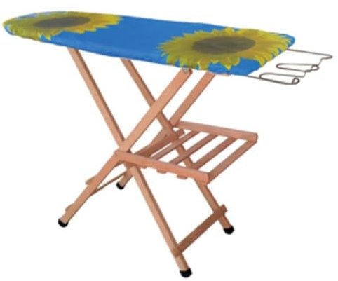 EffeDecor Asse da Stiro Salvaspazio Pieghevole in Legno di Faggio Dotato di Conca Appoggia in Metallo 20x33 cm e Mensola Portabiancheria Fantasia Assortita