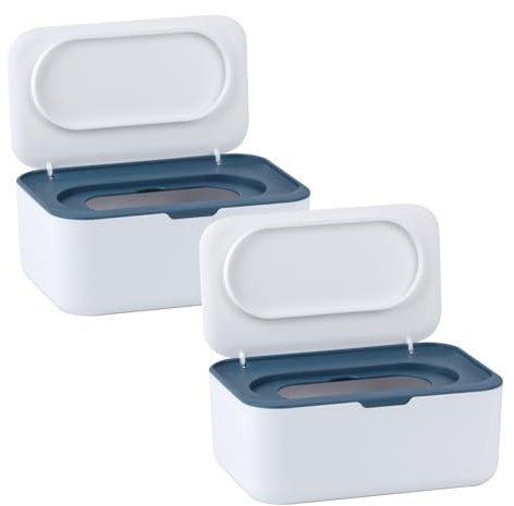 Lot de 2 boîtes distributrices de lingettes pour bébé, boîte de rangement pour papier de soie sèche et humide avec couvercle, garde les lingettes fraîches, boîte de rangement pour le bureau, la maison