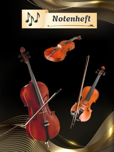 Notenheft Geige Notenbuch Cello Violine Musikunterricht Bratsche Notenlinienheft Große Lineatur Geigenunterricht Anfänger Violoncello Kontrabass ... da Gamba Notensysteme Musiker Rebec 01A17