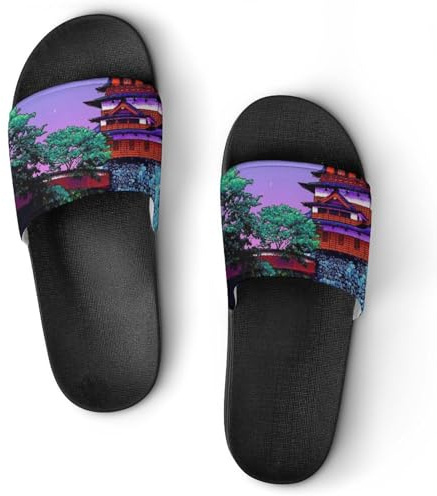 VYJLOO Slippers For Women Pavilion House Slides Thick Sole Shower Sandals For Indoor Outdoor