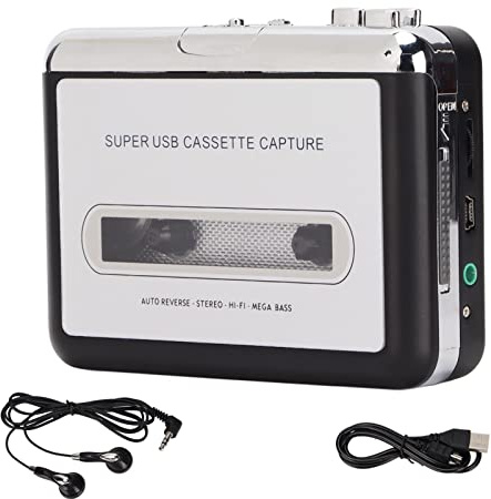SIXRUN Cassette Player Cassette Recorder Converts Old Cassettes to MP3 with USB Cable for Laptop CD Burner
