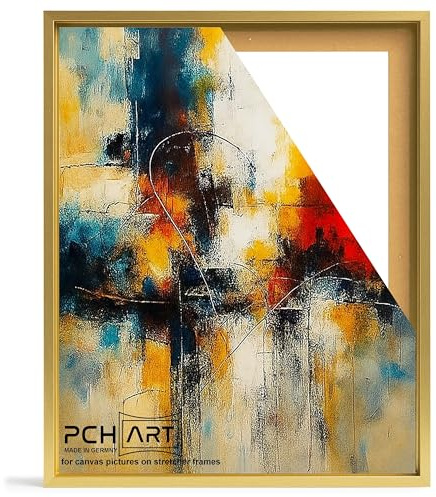 PCH[art] Schattenfugenrahmen in Gold Optik für Leinwandbilder auf Keilrahmen|Größe: 60x120 cm| Rahmen ohne Glas und Rückwand