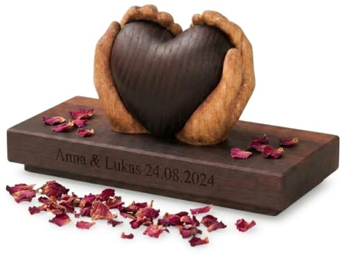 Hochzeitsgeschenk aus Holz – Hochwertiges Holzherz als Bleibende Erinnerung | Geschenk zur Hochzeit für das Brautpaar oder zum Jahrestag und Hochzeitstag – Personalisierbare Figur aus FSC-Massivholz