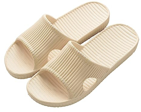 Mjuka badskor damer mjuka halkfria badtofflor bekväma sommar badtofflor mjuka badtofflor ergonomiska sandaletter ledig pool strand tofflor ljudlösa sandaletter, Beige, 40 EU