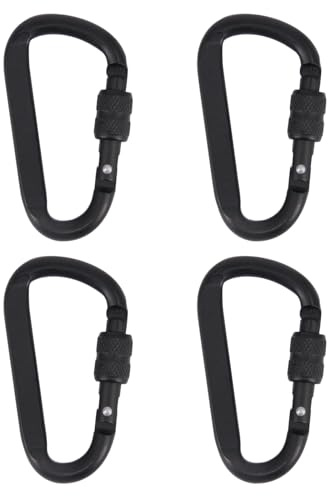 Bwuikim 4 mosquetones de aluminio ligero con tornillo para actividades al aire libre, camping y senderismo, deportes al aire libre, equipo de camping