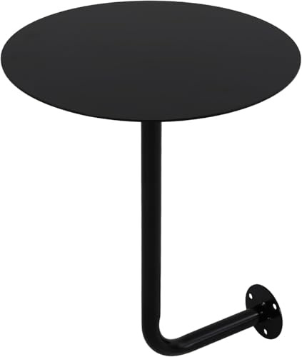 Modernt Väggmonterat Runt Barbord, L-format Cocktailbord Med Metallbas För Pub, Bistro, Kök, Litet Flytande Drinkbord För Hem Och Kontor (svart, 15,75x17,72 Tum) Black 13.78 * 17.72in